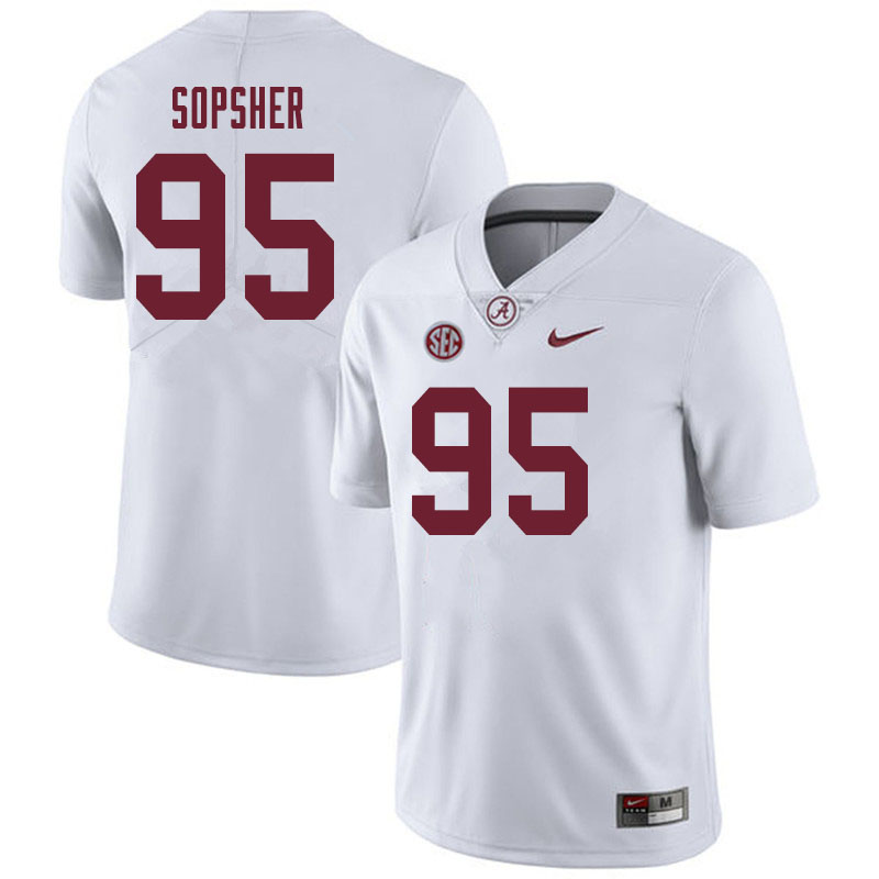 Alabama Crimson Tide Men's Ishmael Sopsher #95 White NCAA Nike Authentic Stitched 2019 College Football Jersey IP16Z48MO